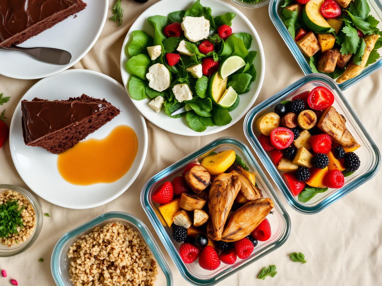 Mesa de comidas saludables